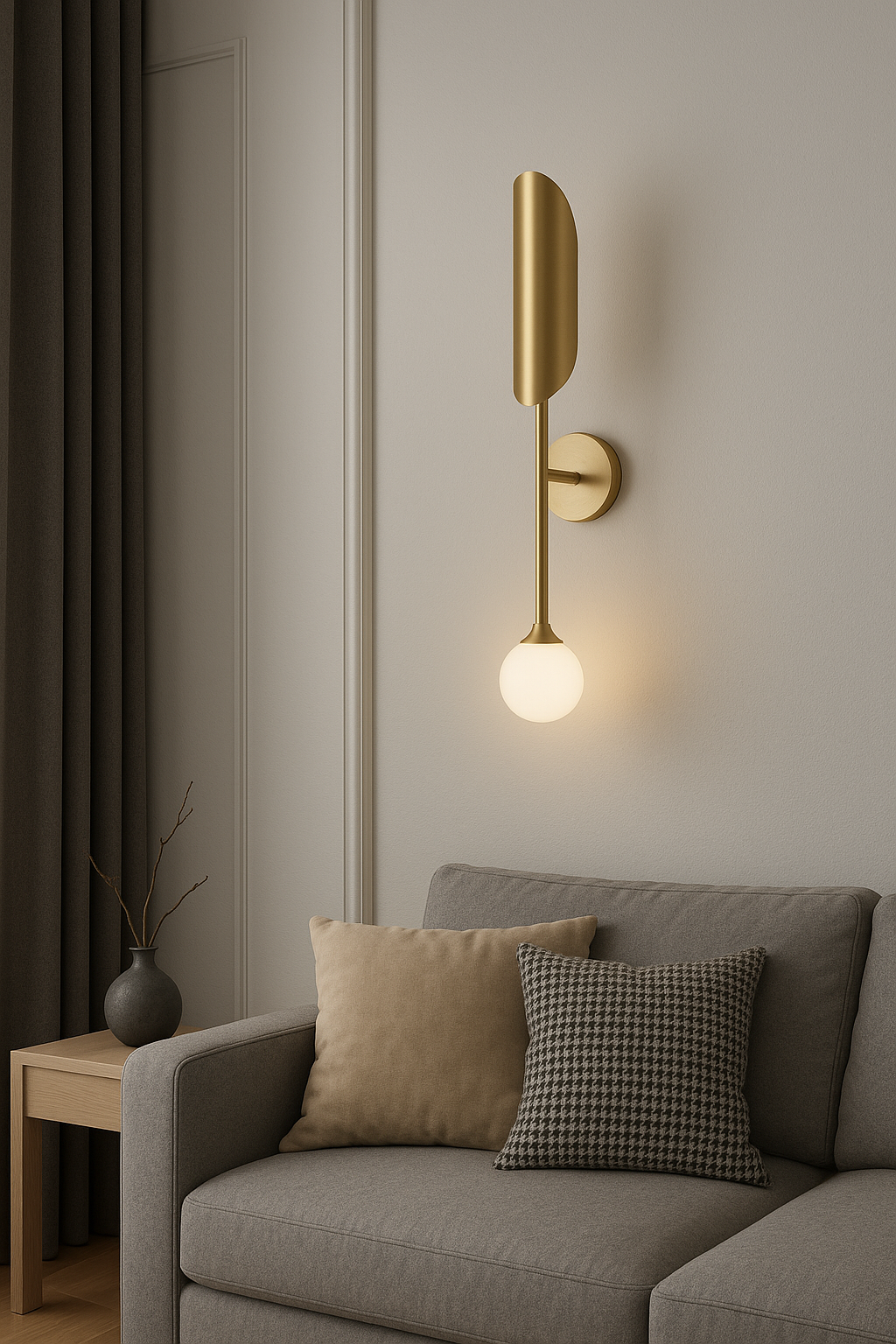 blissbells Modern Wall Sconce Light with Globe Shade, Brass Finish, Contemporary Wall Mount Lamp for Bedroom