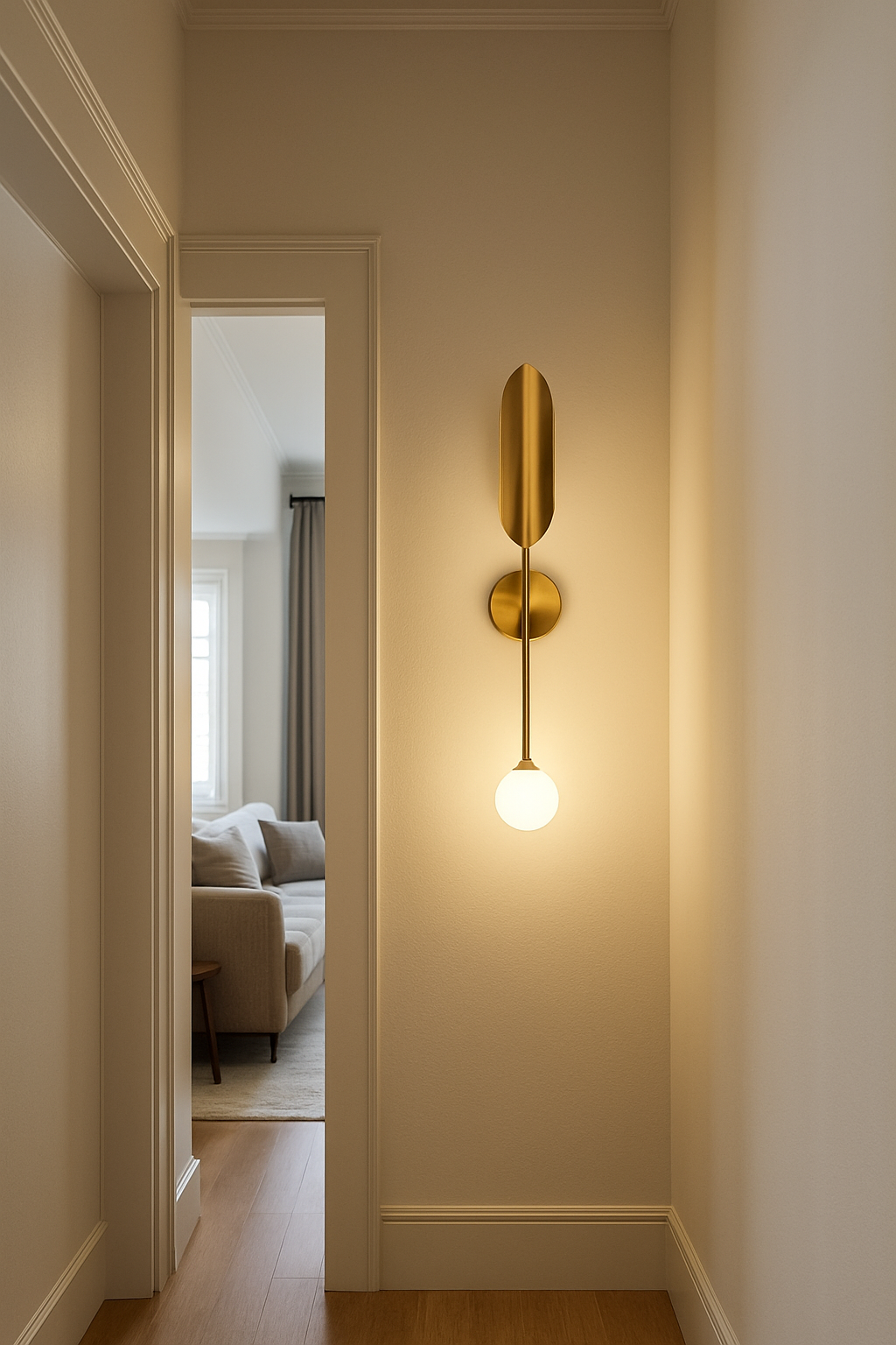 blissbells Modern Wall Sconce Light with Globe Shade, Brass Finish, Contemporary Wall Mount Lamp for Bedroom