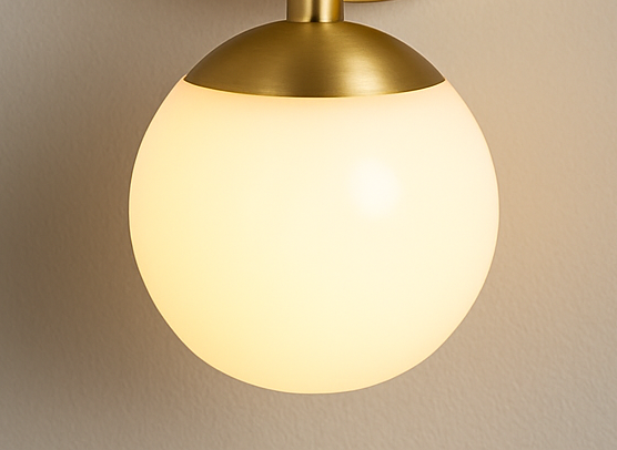 blissbells Modern Wall Sconce Light with Globe Shade, Brass Finish, Contemporary Wall Mount Lamp for Bedroom