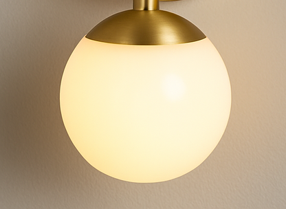 blissbells Modern Wall Sconce Light with Globe Shade, Brass Finish, Contemporary Wall Mount Lamp for Bedroom