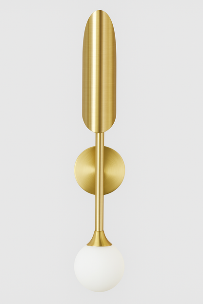 blissbells Modern Wall Sconce Light with Globe Shade, Brass Finish, Contemporary Wall Mount Lamp for Bedroom