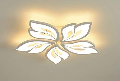 blissbells 60-Watts Metal 5 Light Flowers Shape LED Chandelier Ceiling Lamp -White 3 Color Changing Light (5 Leaf Tricolor)