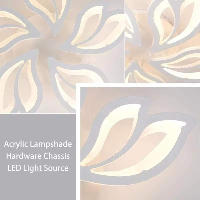 blissbells 60-Watts Metal 5 Light Flowers Shape LED Chandelier Ceiling Lamp -White 3 Color Changing Light (5 Leaf Tricolor)