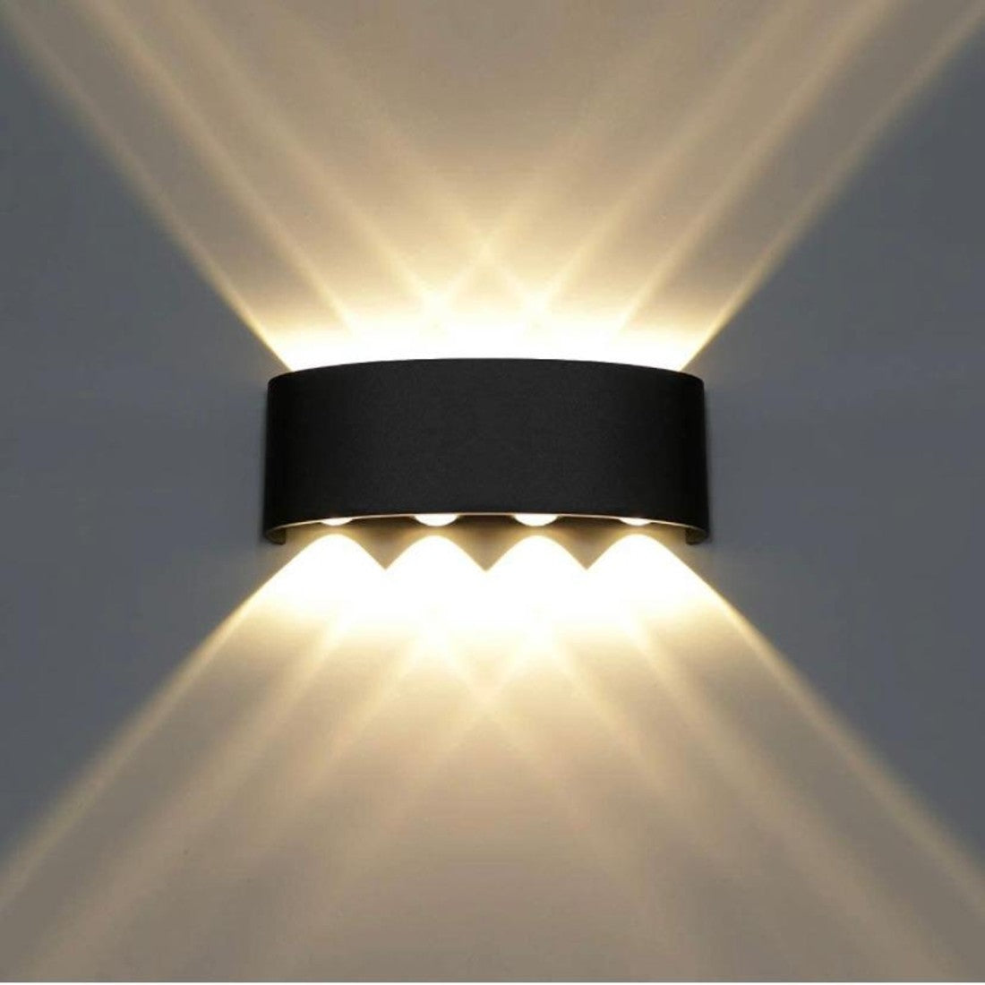 blissbells 8 Watt 8 Rays Up-Down LED Outdoor Wall Lights Waterproof IP65 (Warm White) with Metallic Body (8 ray Warm)