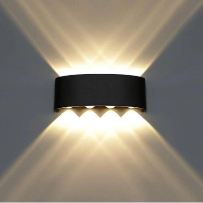 blissbells 8 Watt 8 Rays Up-Down LED Outdoor Wall Lights Waterproof IP65 (Warm White) with Metallic Body (8 ray Warm)