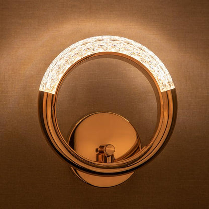 blissbells Modern Crystal Ring LED Wall Light – Elegant Rose Gold Finish, Decorative Indoor Lighting Fixture (Crystal Ring Warm)