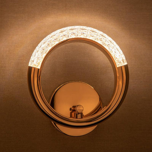 blissbells Modern Crystal Ring LED Wall Light – Elegant Rose Gold Finish, Decorative Indoor Lighting Fixture (Crystal Ring Warm)