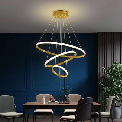 blissbells Metal Modern Ring Chandelier (3 Ring Light)