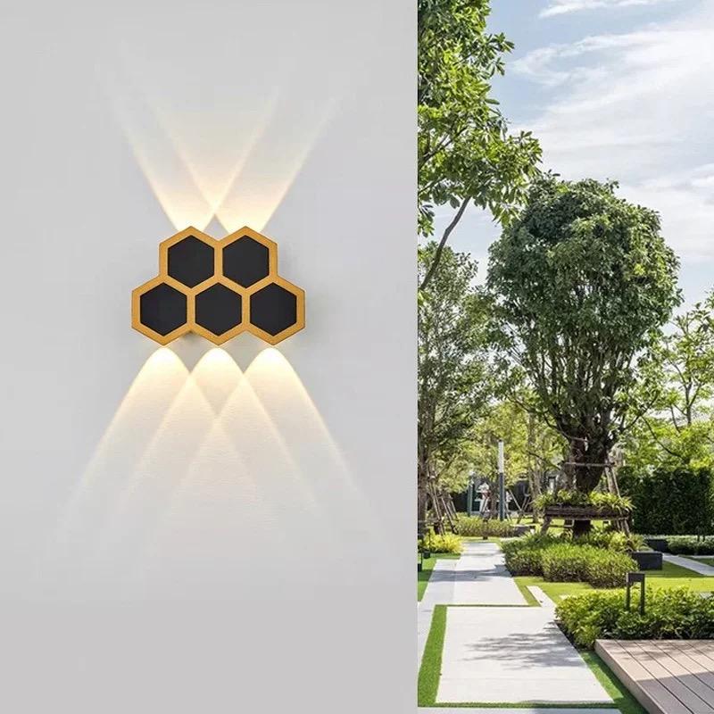 blissbells 5W LED Black Gold Waterproof Outdoor Wall Lamp Up Down Light - Warm White