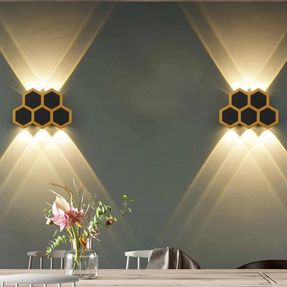 blissbells 5W LED Black Gold Waterproof Outdoor Wall Lamp Up Down Light - Warm White