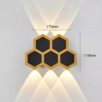 blissbells 5W LED Black Gold Waterproof Outdoor Wall Lamp Up Down Light - Warm White