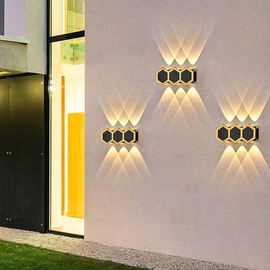 blissbells LED Indoor/Outdoor Oval BlackGold Wall Light, Warm White Light, IP-65 Rainproof & Shockproof Body. (BlackGold 3 Up & 3 Down), Pack of 1