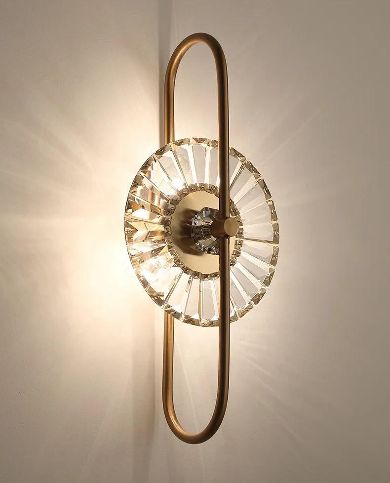 blissbells Indoor Sconce LED Crystal Modern Bedside Bracket Lights Gold Luxury Crystal Wall lamp, Warm White Pack of 1