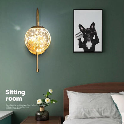 Fairy Glass Ball Wall Light Metal Modern Style Glass Lampshade Iron Chassis Led Wall Lamp with 8w Light Source for Home Decoration (Warm White), Pack of 1