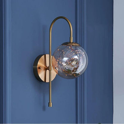 Fairy Glass Ball Wall Light Metal Modern Style Glass Lampshade Iron Chassis Led Wall Lamp with 8w Light Source for Home Decoration (Warm White), Pack of 1