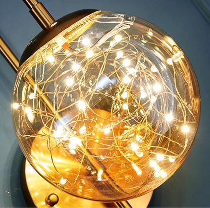 Fairy Glass Ball Wall Light Metal Modern Style Glass Lampshade Iron Chassis Led Wall Lamp with 8w Light Source for Home Decoration (Warm White), Pack of 1