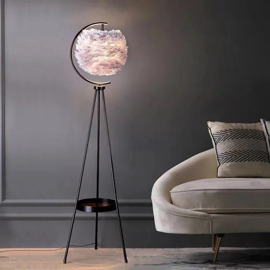 blissbells Metal Feather Floor lamp Bedroom Princess Living Room Decoration Nordic Light Luxury Hot Italian Designer Artistic Atmosphere lamp, Pack of 1