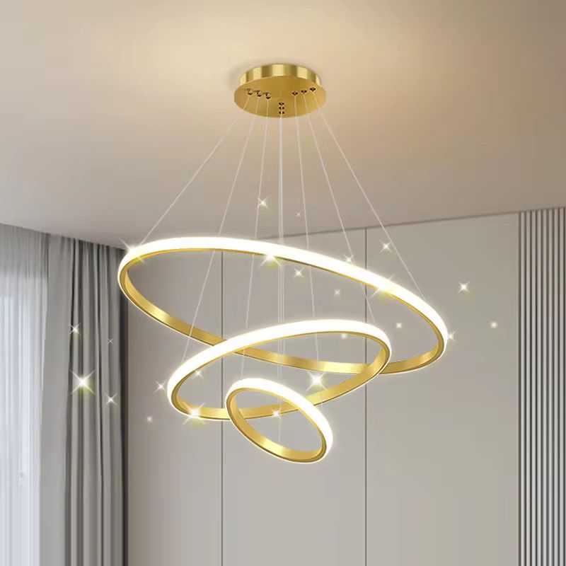 blissbells Metal Modern Ring Chandelier (3 Ring Light)