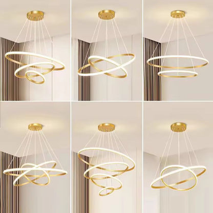blissbells Metal Modern Ring Chandelier (3 Ring Light)