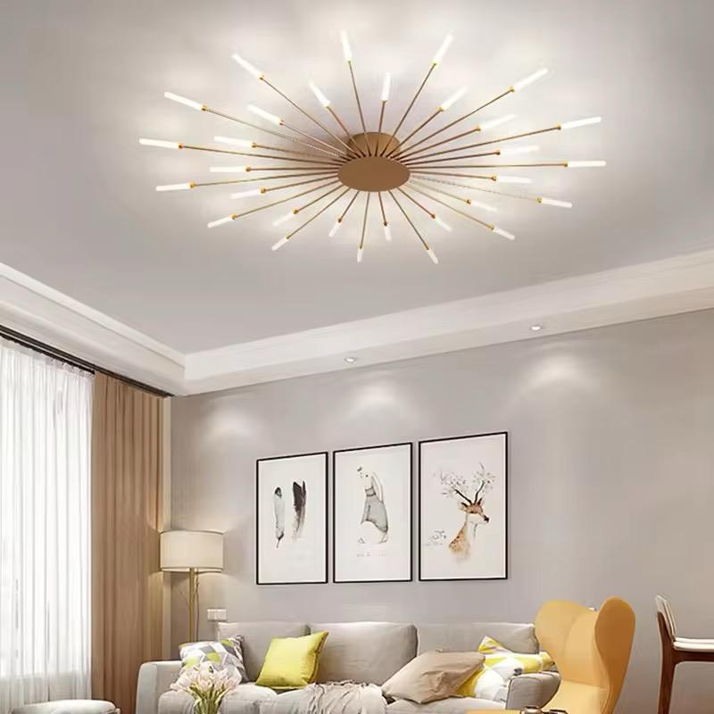 blissbells Modern Sputnik Chandelier, 20-Light LED Ceiling Light Fixture, Gold and White