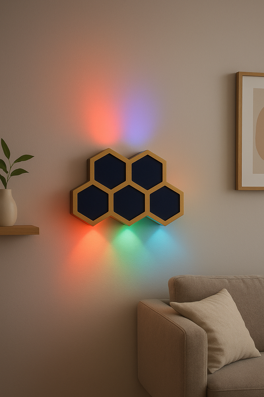 blissbells Hexagonal LED Wall Light with RGB Colour Changing Effects, Modern Decorative Sconce