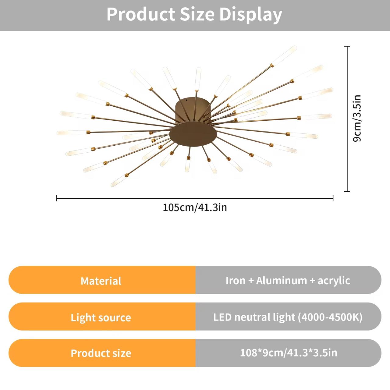 blissbells 28 Light Gold Body AcryIic LED Chandelier Ring for Living Room Lamp - Warm White