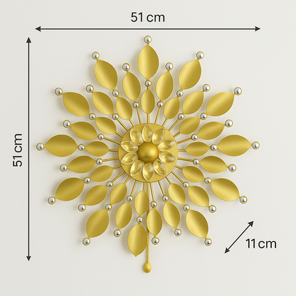 Elegant Golden Floral Wall Light – Modern Decorative Lighting for Living Room and Bedroom (Crystal Sunburst)