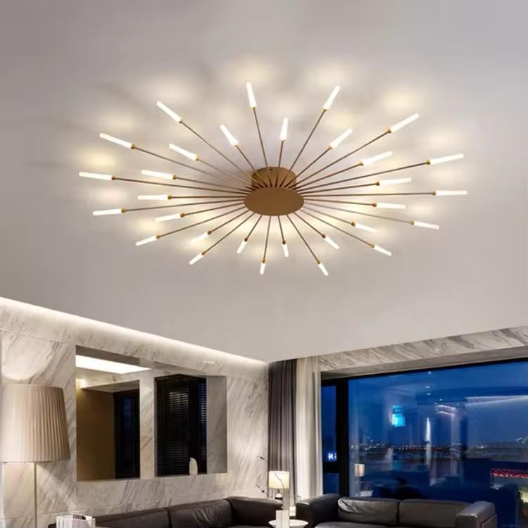 blissbells Modern Sputnik Chandelier, 20-Light LED Ceiling Light Fixture, Gold and White