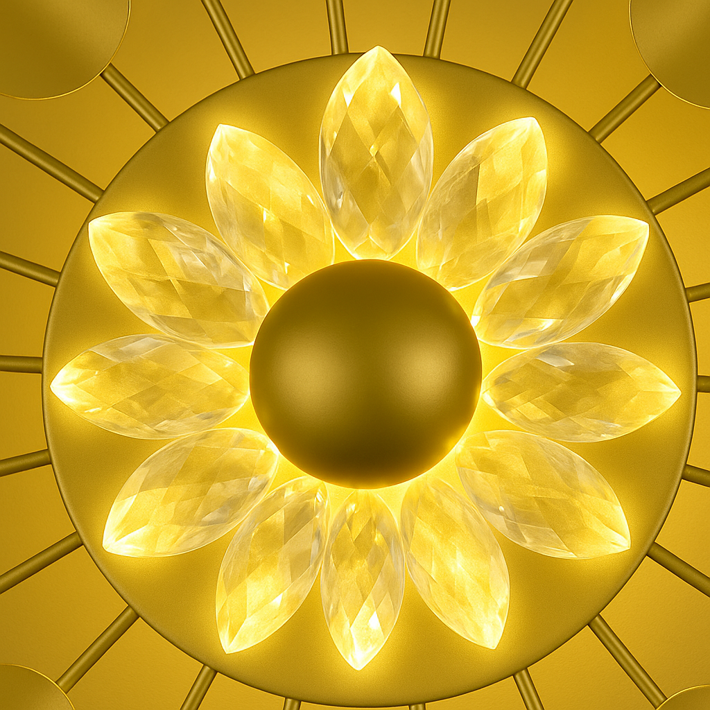 Elegant Golden Floral Wall Light – Modern Decorative Lighting for Living Room and Bedroom (Crystal Sunburst)