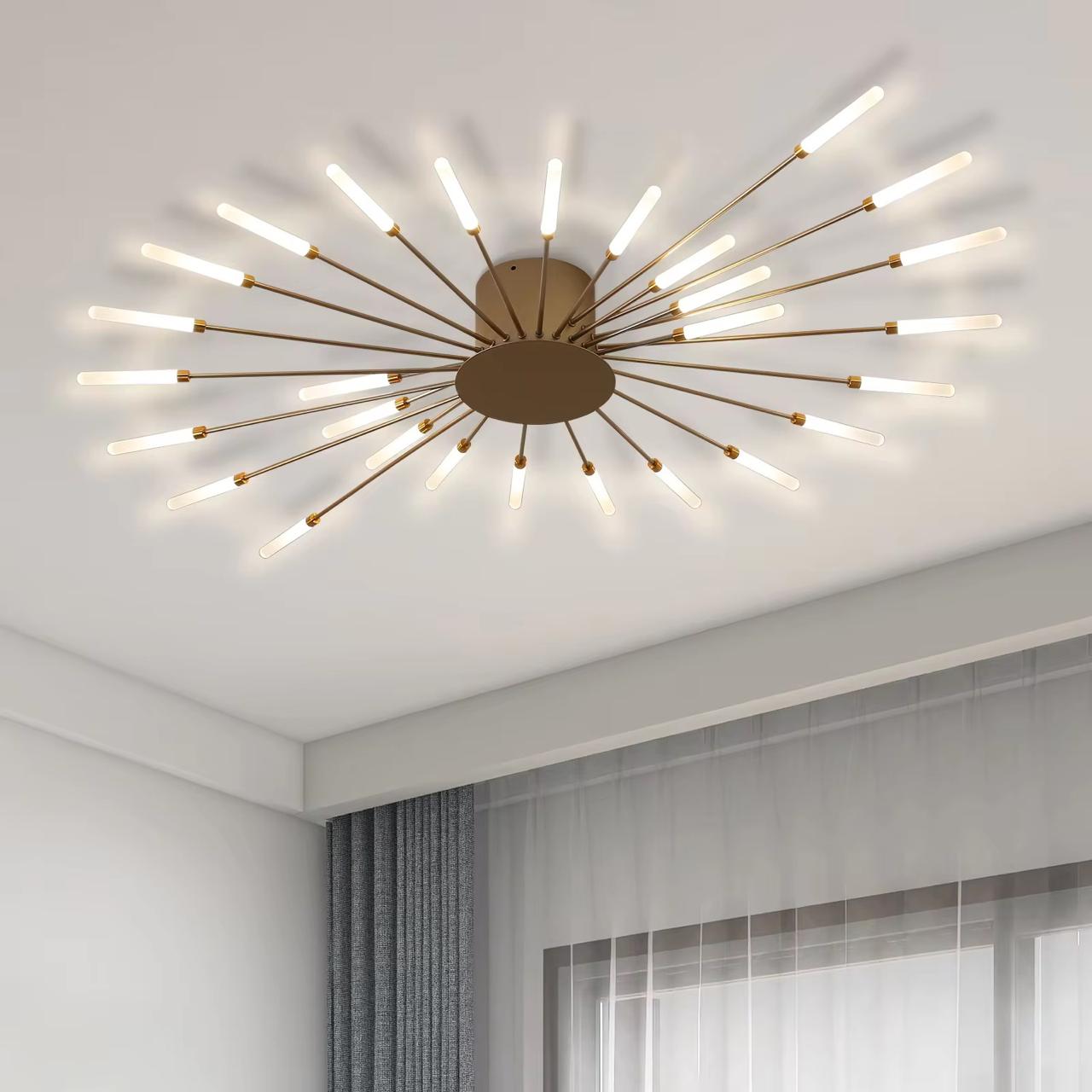 blissbells 28 Light Gold Body AcryIic LED Chandelier Ring for Living Room Lamp - Warm White